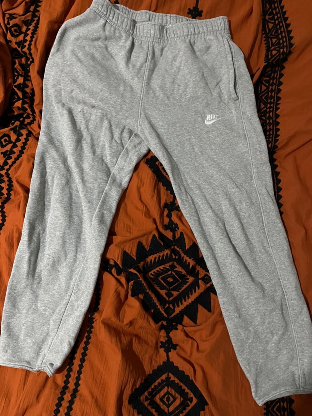 Nike Kids Light Gray Fleece Joggers with White Logo